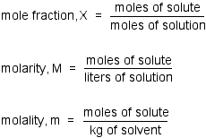 moles or solute mole traction, X molarity,M nolality,m - moles ot
 solutior moles ot solute liters of soluåon moles ot solute k ot solve
 